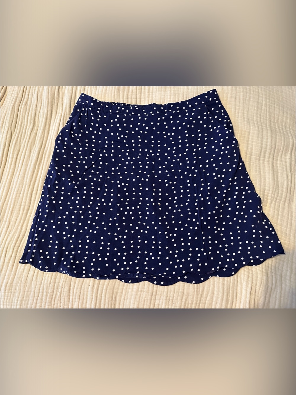 Market & Spruce Navy and White Polka Dot A-Line Skirt